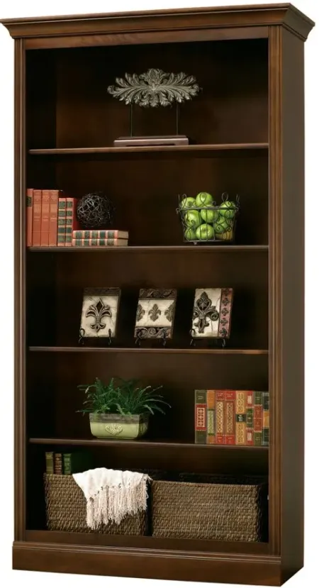 Oxford Bookcases in Saratoga Cherry by Howard Miller Clock