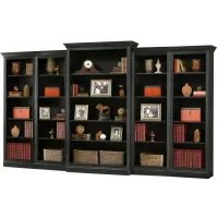 Oxford Bookcases in Antique Black by Howard Miller Clock