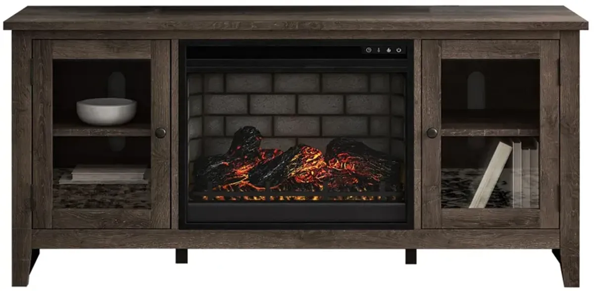 Arlenbry TV Console w/ Electric Fireplace in Gray by Ashley Furniture