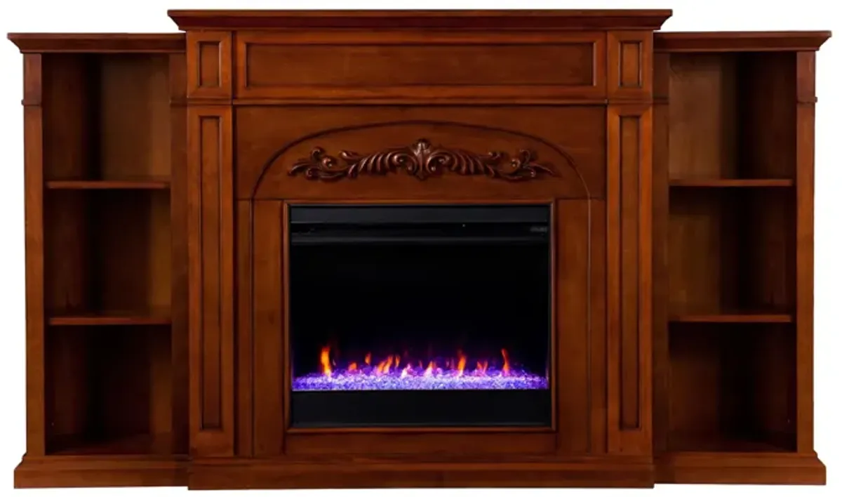 Drennan Color Changing Fireplace in Brown by SEI Furniture