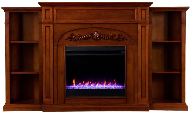 Drennan Color Changing Fireplace in Brown by SEI Furniture