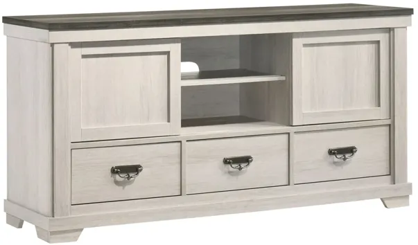 Leighton Entertainment center in Vintage Linen & Rustic Grey by Crown Mark