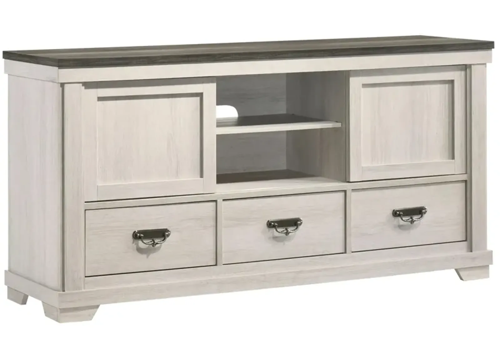 Leighton Entertainment center in Vintage Linen & Rustic Grey by Crown Mark