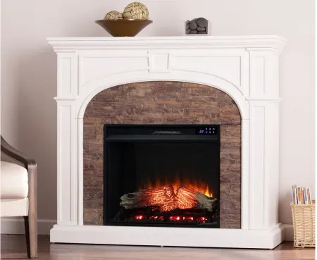 Norton Touch Screen Fireplace in White by SEI Furniture