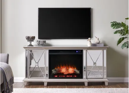 Patrick Touch Screen Fireplace Console in Silver by SEI Furniture