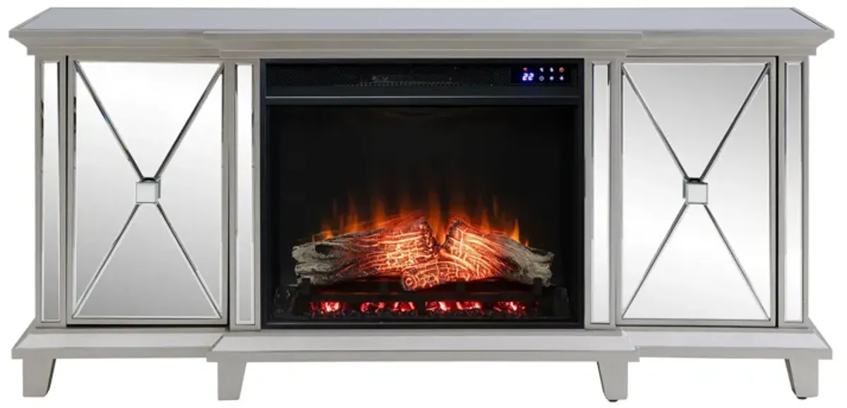 Patrick Touch Screen Fireplace Console in Silver by SEI Furniture