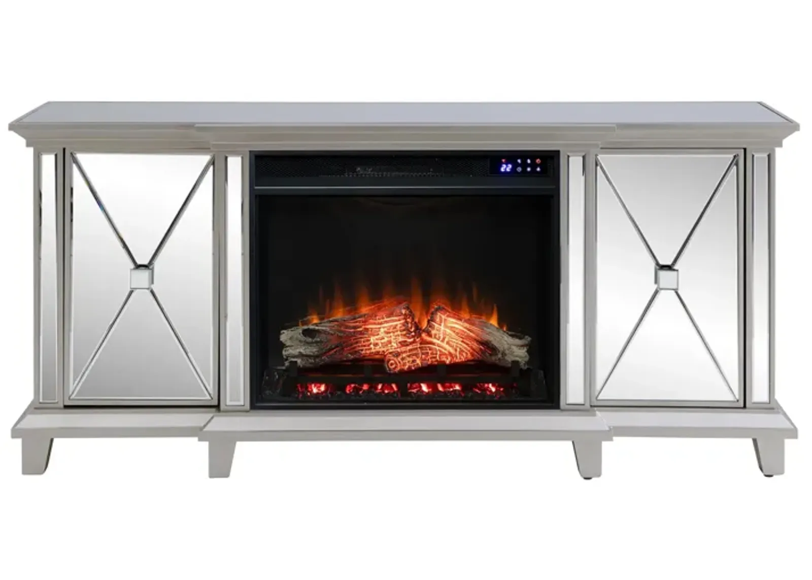 Patrick Touch Screen Fireplace Console in Silver by SEI Furniture