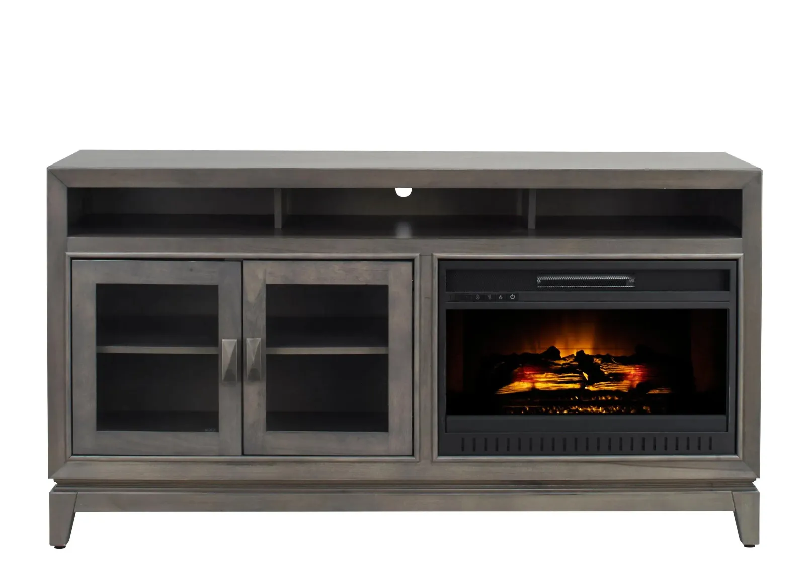 Burton 62" TV Console with Fireplace in Washed Gray by Golden Oak