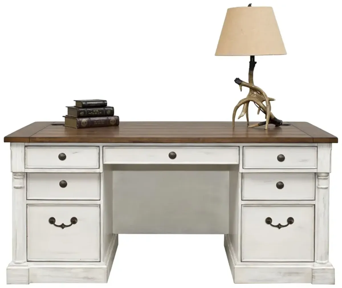 Durham Double Pedestal Executive Desk in White by Martin Furniture