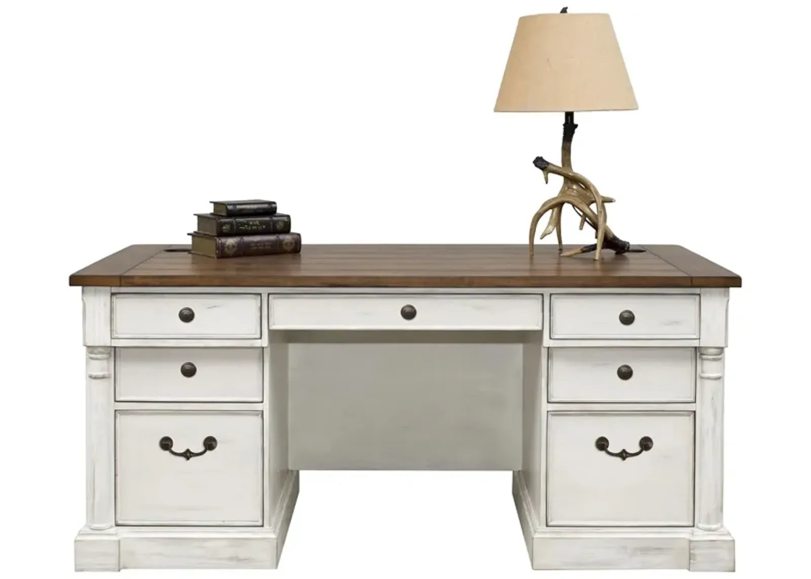 Durham Double Pedestal Executive Desk in White by Martin Furniture