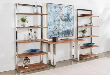 Brownstone 2.0 Etagere in Brown & Chrome by Coast To Coast Imports