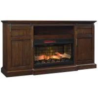 Cabaret 77.5" TV Console w/ Electric Fireplace in Distressed Oak by Twin-Star Intl.
