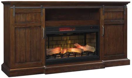 Cabaret 77.5" TV Console w/ Electric Fireplace in Distressed Oak by Twin-Star Intl.
