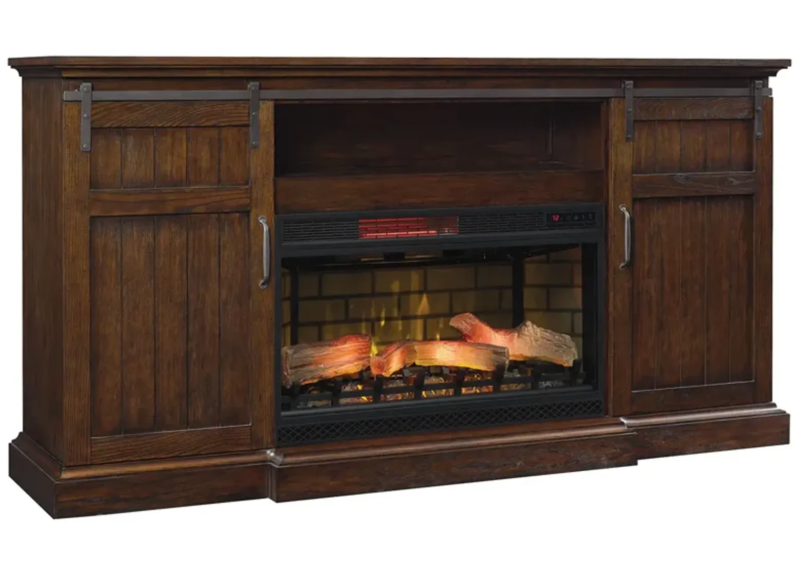 Cabaret 77.5" TV Console w/ Electric Fireplace in Distressed Oak by Twin-Star Intl.