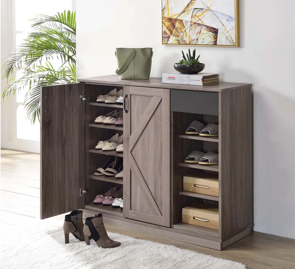 Toski Shoe Cabinet in Rustic Gray Oak by Acme Furniture Industry