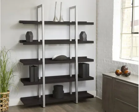 Kristoff Wide 5-Shelf Etagere Bookcase in Espresso by Unique Furniture