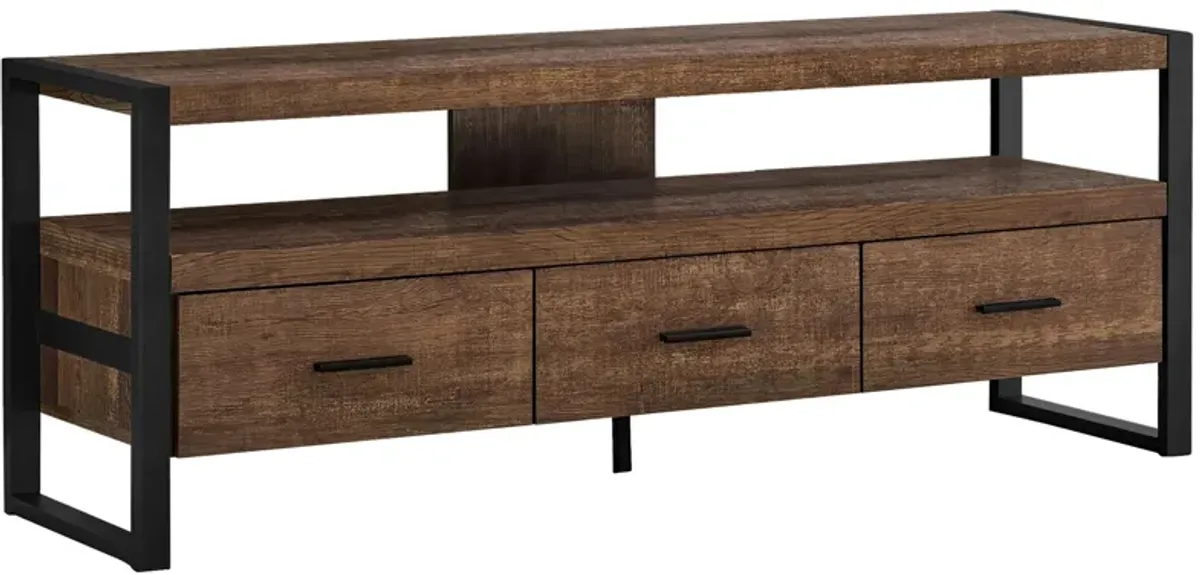 Farah 60" TV Console in Brown by Monarch Specialties