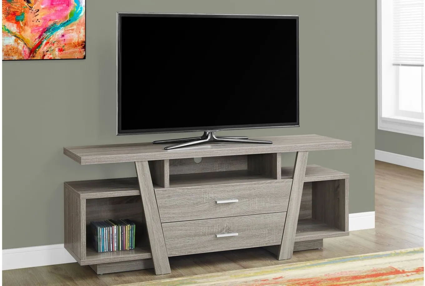 Gilda 60" TV Console in Dark Taupe by Monarch Specialties