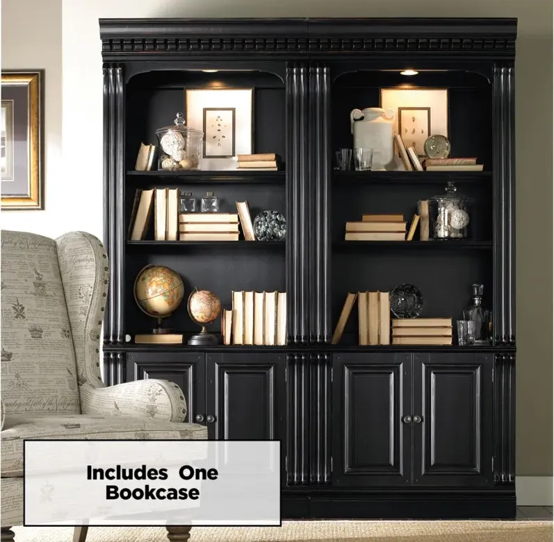 Telluride Bunching Bookcase (w/doors) in Black Finish With Reddish Brown Rub-Through by Hooker Furniture