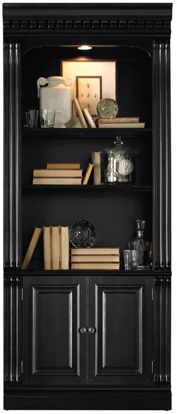 Telluride Bunching Bookcase (w/doors) in Black Finish, Red Brown by Hooker Furniture