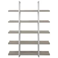 Kristoff Wide 5-Shelf Etagere Bookcase in Grey by Unique Furniture