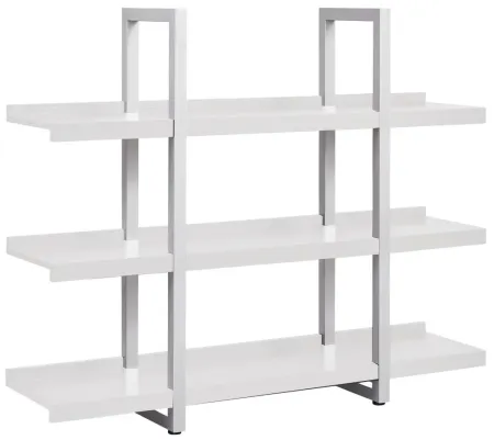 Kristoff Wide 3-Shelf Etagere Bookcase in White by Unique Furniture