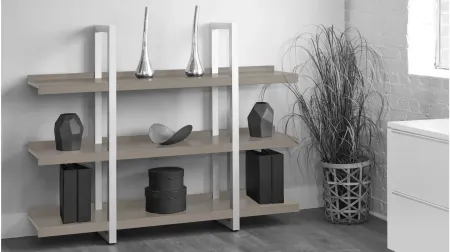 Kristoff Wide 3-Shelf Etagere Bookcase in Grey by Unique Furniture