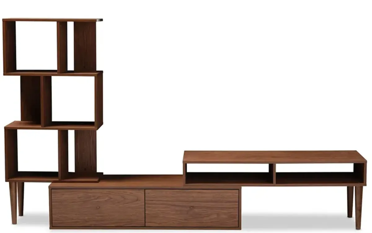 Haversham Entertainment Center in "Walnut" Brown by Wholesale Interiors