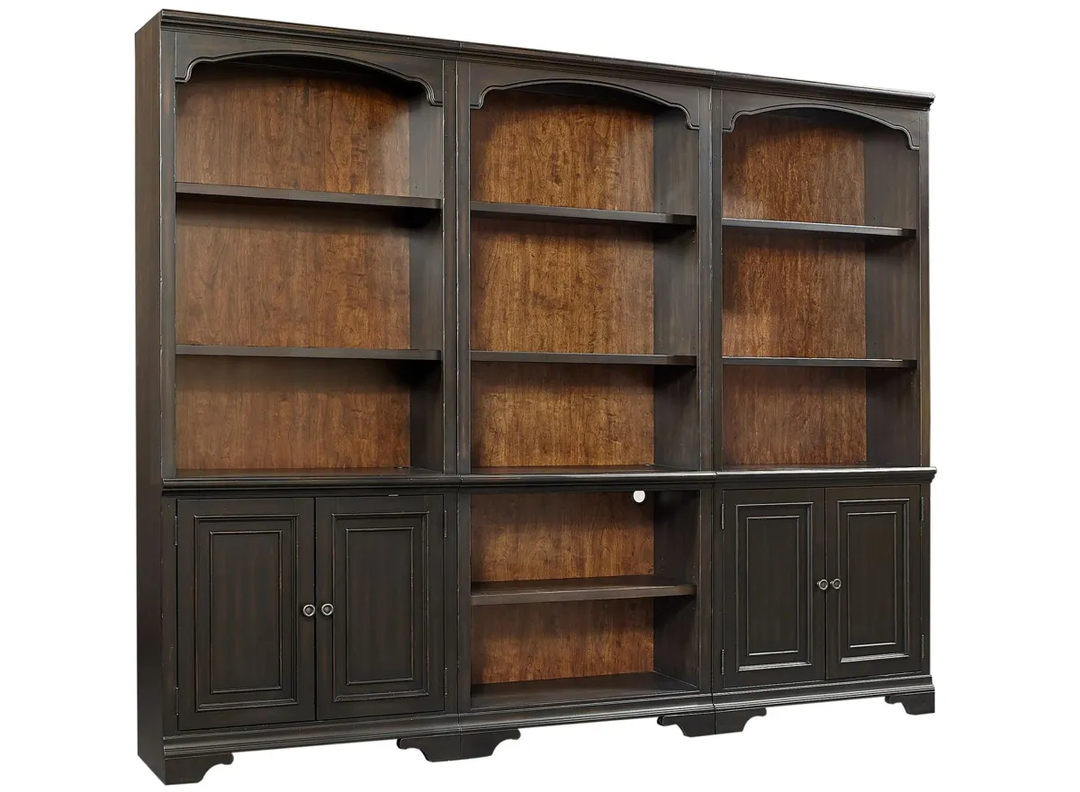 Hampton Bookcase Wall in Black Cherry by Aspen Home