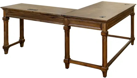 Porter Traditional Wood Open L-Desk in Brown by Martin Furniture