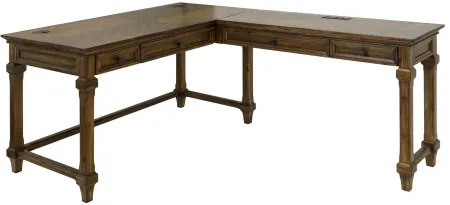 Porter Traditional Wood Open L-Desk in Brown by Martin Furniture
