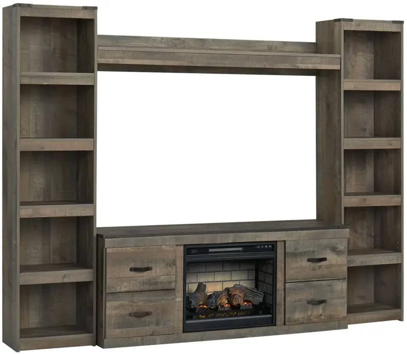 Trinell 4pc. Entertainment Center w/ Electric Fireplace in Brown by