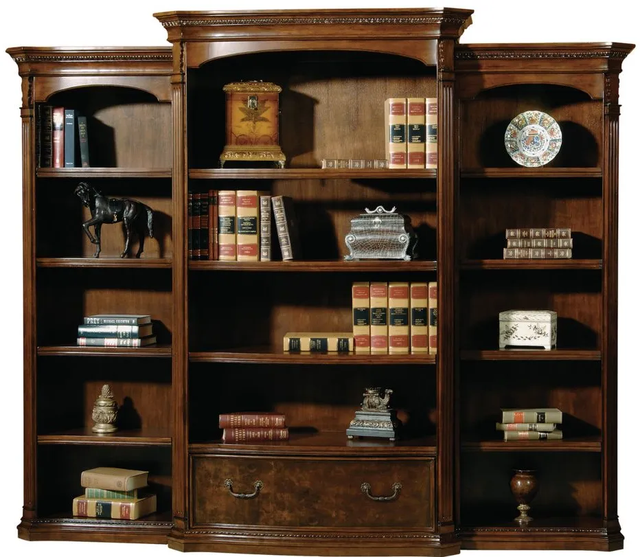 Hekman Executive Center Bookcase in OLD WORLD WALNUT BURL by Hekman Furniture Company