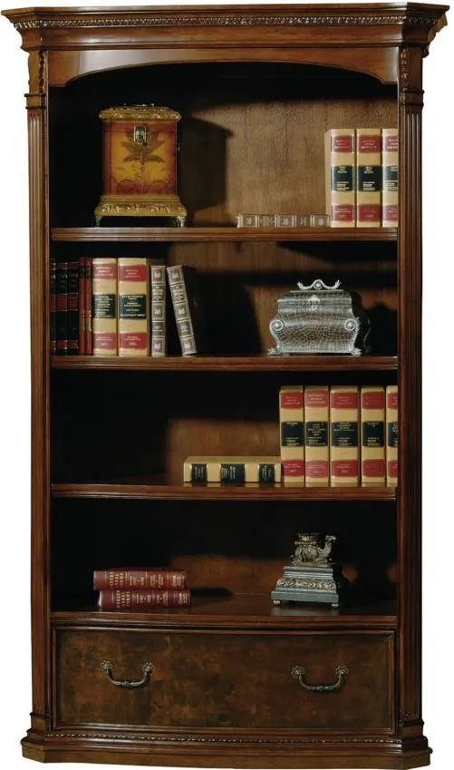 Hekman Executive Center Bookcase in OLD WORLD WALNUT BURL by Hekman Furniture Company