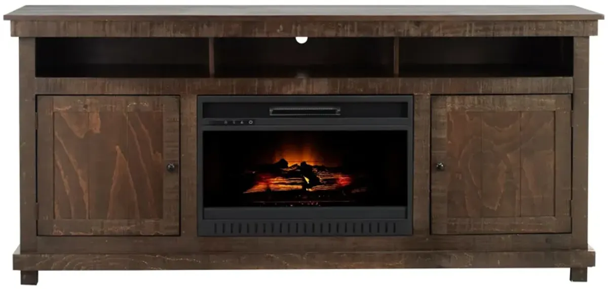 Donner 72" Fireplace Console in Medium Rustic by Golden Oak