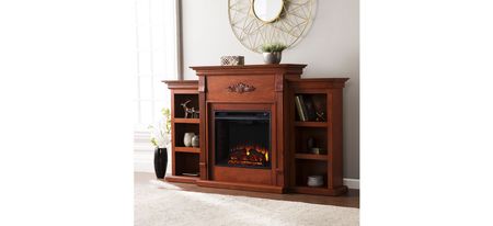Bruton Electric Fireplace w/ Bookcases in Brown by SEI Furniture