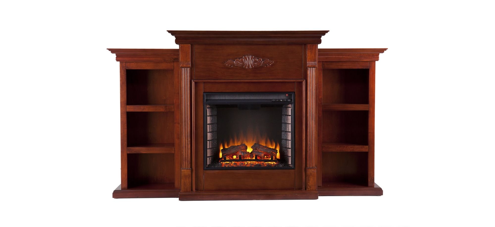 Bruton Electric Fireplace w/ Bookcases in Brown by SEI Furniture