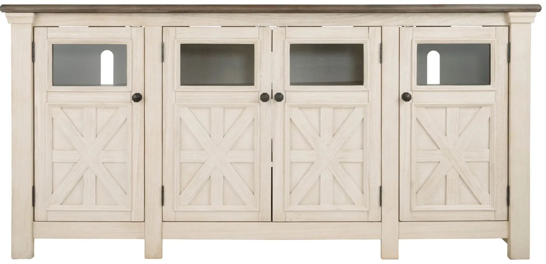 Aspen 75" TV Console in Antique White and Weathered Gray by Ashley Furniture