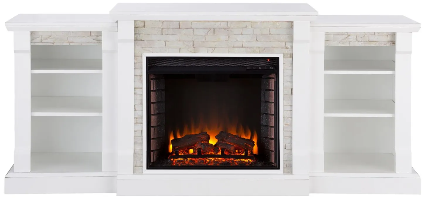 Harrow Bookcase Fireplace in White by SEI Furniture