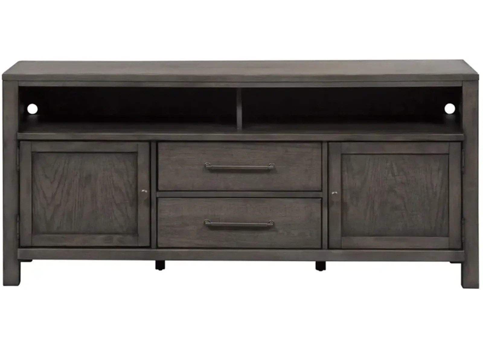 Marguerite Entertainment Console in Dusty Charcoal with Heavy Distressing by Liberty Furniture