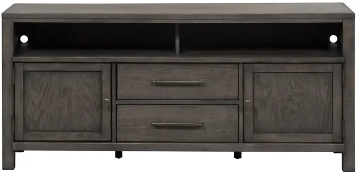 Marguerite Entertainment Console in Dusty Charcoal with Heavy Distressing by Liberty Furniture