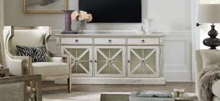 Sanctuary Premier Entertainment Console w/ Outlet in White by Hooker Furniture