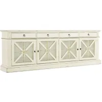 Sanctuary Grand Premier Entertainment Console w/ Outlet in White by Hooker Furniture