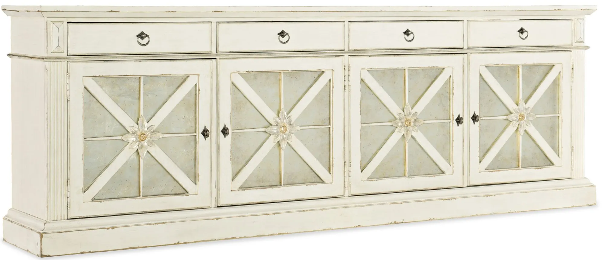 Sanctuary Grand Premier Entertainment Console w/ Outlet in White by Hooker Furniture