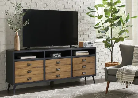 Payton Mid-Century 70" TV Console in Black by Martin Furniture