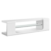 60" Monarch Tempered Glass TV Stand in White by Monarch Specialties