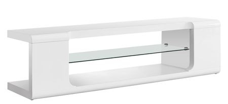 60" Monarch Tempered Glass TV Stand in White by Monarch Specialties