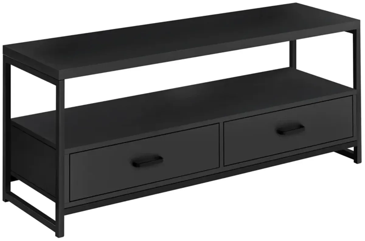 48" Monarch Storage TV Stand in Black by Monarch Specialties