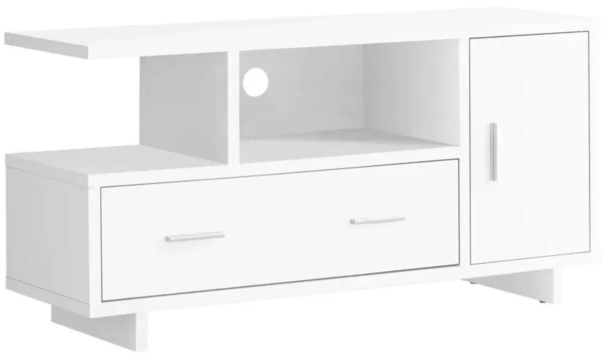 48" Monarch Storage TV Stand in White by Monarch Specialties