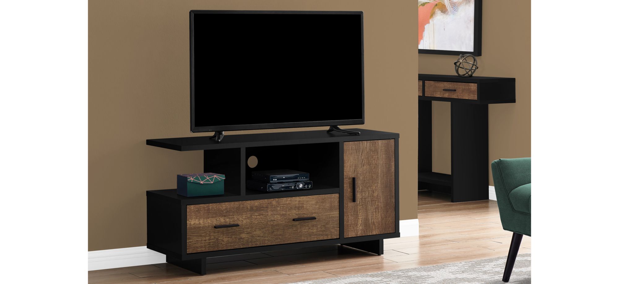 48" Monarch Storage TV Stand in Black by Monarch Specialties